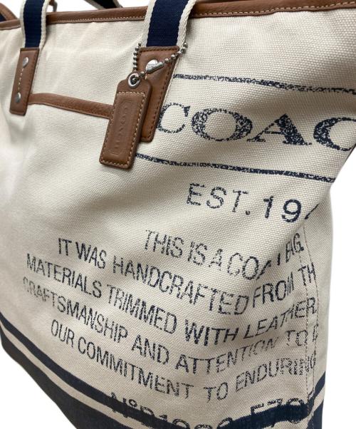 COACH（コーチ）COACH (コーチ) 2WAYキャンバスバッグ アイボリー×ネイビーの古着・服飾アイテム
