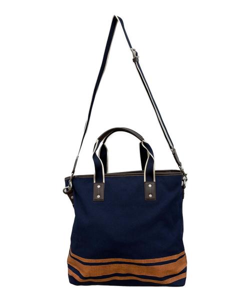 COACH（コーチ）COACH (コーチ) 2WAYキャンバスバッグ ネイビー×ブラウンの古着・服飾アイテム