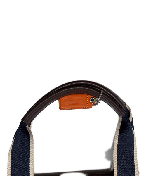 COACH（コーチ）COACH (コーチ) 2WAYキャンバスバッグ ネイビー×ブラウンの古着・服飾アイテム