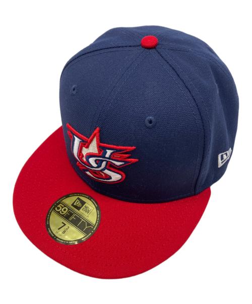 New Era（ニューエラ）New Era (ニューエラ) キャップ ネイビー×レッド サイズ:7 3/8の古着・服飾アイテム