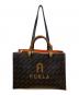 FURLA（フルラ）の古着「ヴァーシティスタイル 	2WAYバッグ」｜ダークブラウン×オレンジ