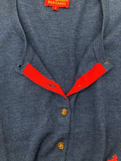 Vivienne Westwood RED LABEL（ヴィヴィアンウエストウッドレッドレーベル）Vivienne Westwood RED LABEL (ヴィヴィアンウエストウッドレッドレーベル) 薄手カーディガン ネイビー サイズ:2の古着・服飾アイテム