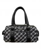 BURBERRY BLUE LABELバーバリー ブルー レーベル）の古着「ミニボストンバッグ」｜ブラック×ホワイト×グレー