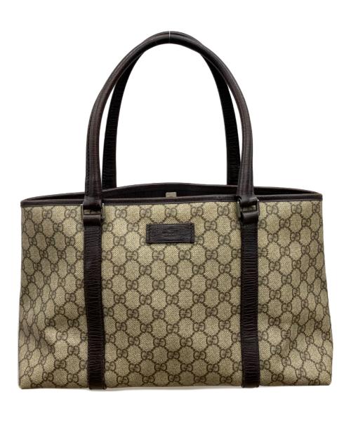 GUCCI（グッチ）GUCCI (グッチ) トートバッグ　GGスプリーム ベージュ×ブラウンの古着・服飾アイテム