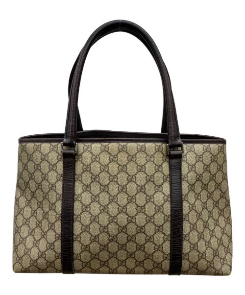 GUCCI（グッチ）GUCCI (グッチ) トートバッグ　GGスプリーム ベージュ×ブラウンの古着・服飾アイテム