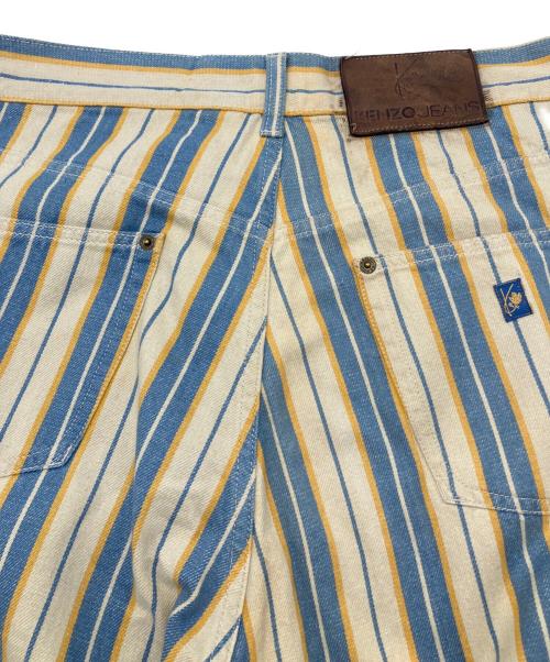 KENZO JEANS（ケンゾージーンズ）KENZO JEANS (ケンゾージーンズ) デニムパンツ　ストライプ アイボリー×ブルー サイズ:US.32の古着・服飾アイテム