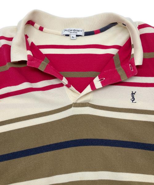 Yves Saint Laurent（イヴサンローラン）Yves Saint Laurent (イヴサンローラン) ポロシャツ アイボリー×ワインレッド サイズ:Lの古着・服飾アイテム