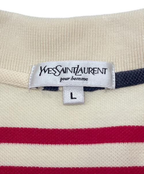 Yves Saint Laurent（イヴサンローラン）Yves Saint Laurent (イヴサンローラン) ポロシャツ アイボリー×ワインレッド サイズ:Lの古着・服飾アイテム