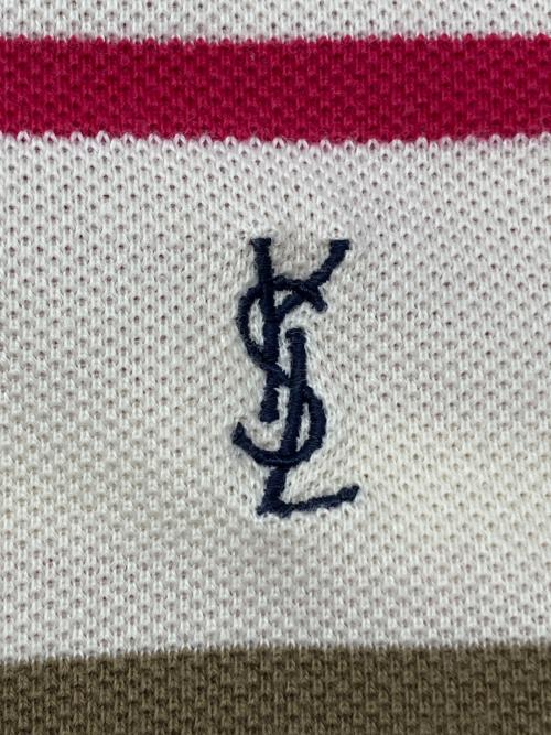 Yves Saint Laurent（イヴサンローラン）Yves Saint Laurent (イヴサンローラン) ポロシャツ アイボリー×ワインレッド サイズ:Lの古着・服飾アイテム