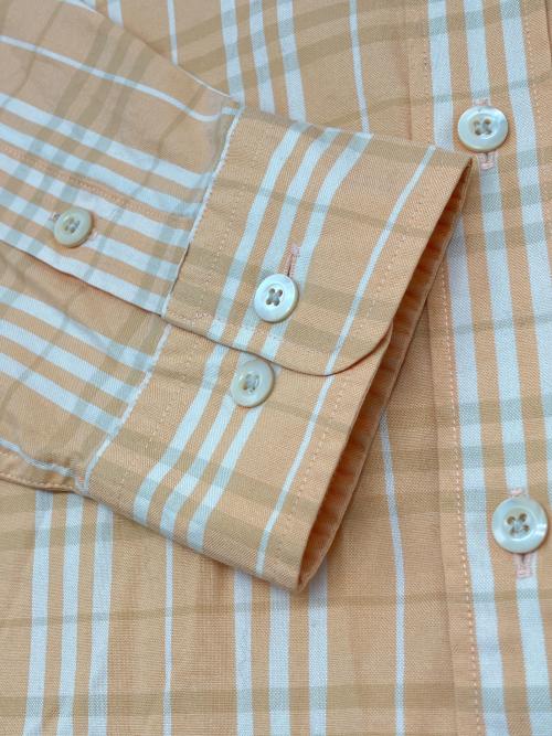 BURBERRY LONDON（バーバリーロンドン）BURBERRY LONDON (バーバリーロンドン) 長袖シャツ オレンジ×ホワイト サイズ:Ｍの古着・服飾アイテム
