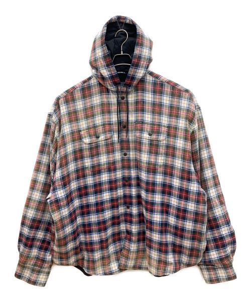 BALENCIAGA（バレンシアガ）BALENCIAGA (バレンシアガ) ヴィンテージ加工 ブリーチド チェックフランネル ブルゾン レッド×グリーン×ホワイト×ブラック サイズ:Lの古着・服飾アイテム