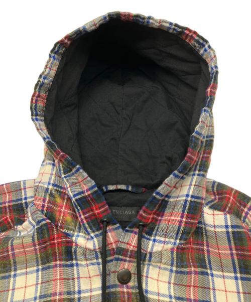 BALENCIAGA（バレンシアガ）BALENCIAGA (バレンシアガ) ヴィンテージ加工 ブリーチド チェックフランネル ブルゾン レッド×グリーン×ホワイト×ブラック サイズ:Lの古着・服飾アイテム