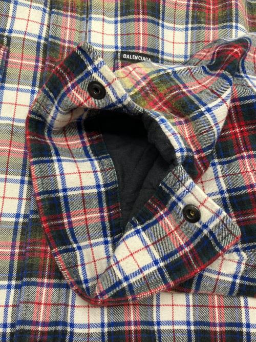 BALENCIAGA（バレンシアガ）BALENCIAGA (バレンシアガ) ヴィンテージ加工 ブリーチド チェックフランネル ブルゾン レッド×グリーン×ホワイト×ブラック サイズ:Lの古着・服飾アイテム
