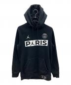 NIKEナイキ）の古着「プルオーバーパーカー　Jordan x Paris Saint-Germain」｜ブラック×ホワイト