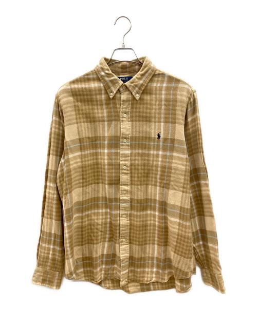 POLO RALPH LAUREN（ポロ・ラルフローレン）POLO RALPH LAUREN (ポロ・ラルフローレン) 長袖シャツ ライトブラウン×ベージュ サイズ:Lの古着・服飾アイテム