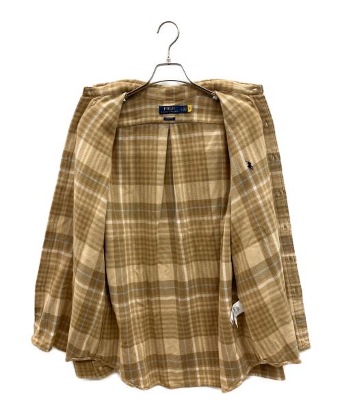 POLO RALPH LAUREN（ポロ・ラルフローレン）POLO RALPH LAUREN (ポロ・ラルフローレン) 長袖シャツ ライトブラウン×ベージュ サイズ:Lの古着・服飾アイテム