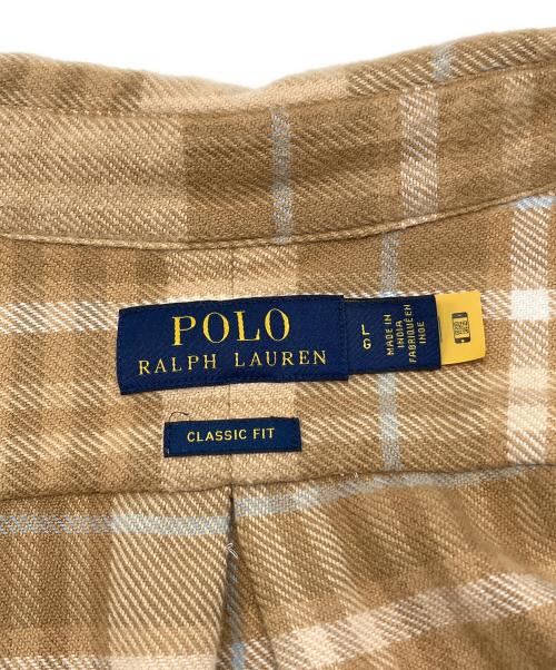 POLO RALPH LAUREN（ポロ・ラルフローレン）POLO RALPH LAUREN (ポロ・ラルフローレン) 長袖シャツ ライトブラウン×ベージュ サイズ:Lの古着・服飾アイテム