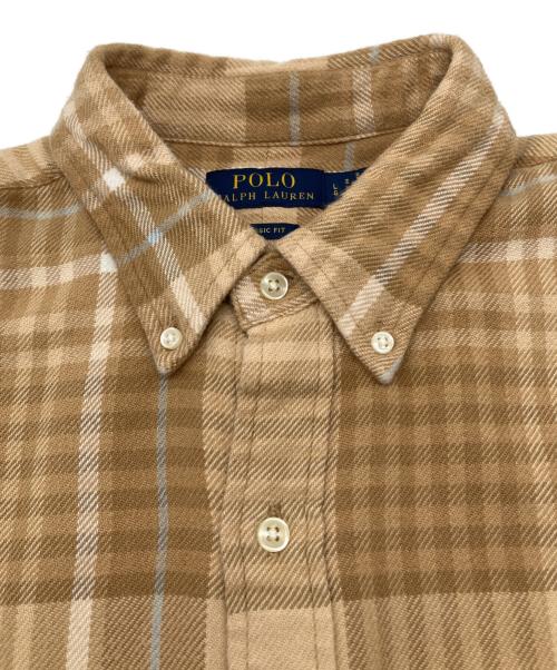 POLO RALPH LAUREN（ポロ・ラルフローレン）POLO RALPH LAUREN (ポロ・ラルフローレン) 長袖シャツ ライトブラウン×ベージュ サイズ:Lの古着・服飾アイテム