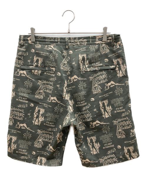 Hysteric Glamour（ヒステリックグラマー）Hysteric Glamour (ヒステリックグラマー) DEVILS COCKTAIL総柄ショートパンツ グリーン×ホワイト サイズ:Lの古着・服飾アイテム