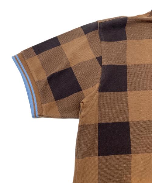 FRED PERRY（フレッドペリー）FRED PERRY (フレッドペリー) 半袖ポロシャツ ブラウン×スカイブルー サイズ:Lの古着・服飾アイテム
