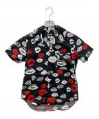BLACK COMME des GARCONSブラックコムデギャルソン）の古着「オープンカラーシャツ」｜ブラック×ホワイト×レッド