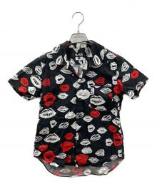 BLACK COMME des GARCONS（ブラックコムデギャルソン）の古着「オープンカラーシャツ」｜ブラック×ホワイト×レッド