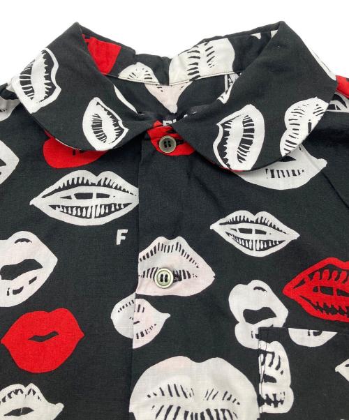 BLACK COMME des GARCONS（ブラックコムデギャルソン）BLACK COMME des GARCONS (ブラックコムデギャルソン) オープンカラーシャツ ブラック×ホワイト×レッド サイズ:XSの古着・服飾アイテム