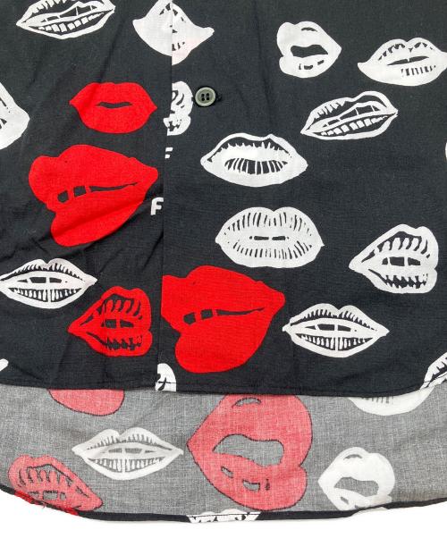 BLACK COMME des GARCONS（ブラックコムデギャルソン）BLACK COMME des GARCONS (ブラックコムデギャルソン) オープンカラーシャツ ブラック×ホワイト×レッド サイズ:XSの古着・服飾アイテム
