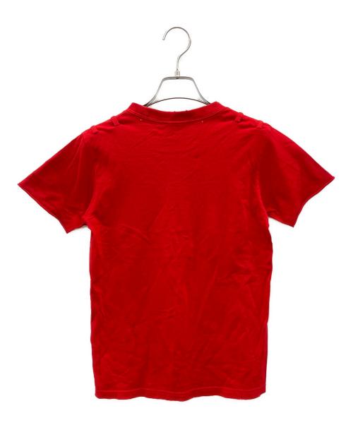NUMBER (N)INE（ナンバーナイン）NUMBER (N)INE (ナンバーナイン) ダメージ加工半袖カットソー レッド×ホワイトの古着・服飾アイテム