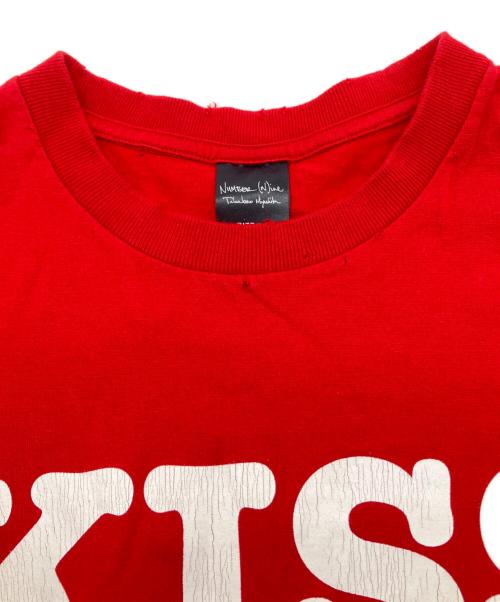 NUMBER (N)INE（ナンバーナイン）NUMBER (N)INE (ナンバーナイン) ダメージ加工半袖カットソー レッド×ホワイトの古着・服飾アイテム
