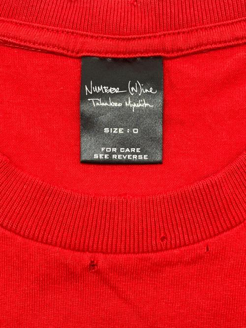 NUMBER (N)INE（ナンバーナイン）NUMBER (N)INE (ナンバーナイン) ダメージ加工半袖カットソー レッド×ホワイトの古着・服飾アイテム