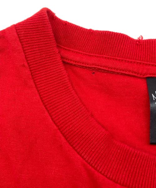 NUMBER (N)INE（ナンバーナイン）NUMBER (N)INE (ナンバーナイン) ダメージ加工半袖カットソー レッド×ホワイトの古着・服飾アイテム