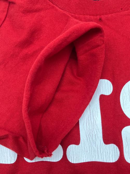 NUMBER (N)INE（ナンバーナイン）NUMBER (N)INE (ナンバーナイン) ダメージ加工半袖カットソー レッド×ホワイトの古着・服飾アイテム