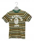 A BATHING APEアベイシングエイプ）の古着「半袖カットソー　ボーダー」｜グリーン×カーキ