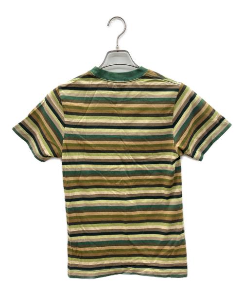A BATHING APE（アベイシングエイプ）A BATHING APE (アベイシングエイプ) 半袖カットソー　ボーダー グリーン×カーキ サイズ:TALLの古着・服飾アイテム