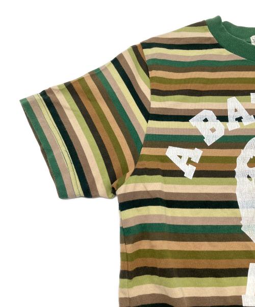 A BATHING APE（アベイシングエイプ）A BATHING APE (アベイシングエイプ) 半袖カットソー　ボーダー グリーン×カーキ サイズ:TALLの古着・服飾アイテム