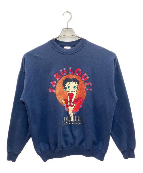 Hanes（ヘインズ）Hanes (ヘインズ) 90sキャラクタープリントスウェット　Betty Boop　古着 ネイビー サイズ:XLの古着・服飾アイテム
