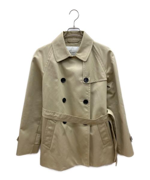 COACH（コーチ）COACH (コーチ) トレンチコート ベージュ×ブラック×ブルー サイズ:Ｍの古着・服飾アイテム