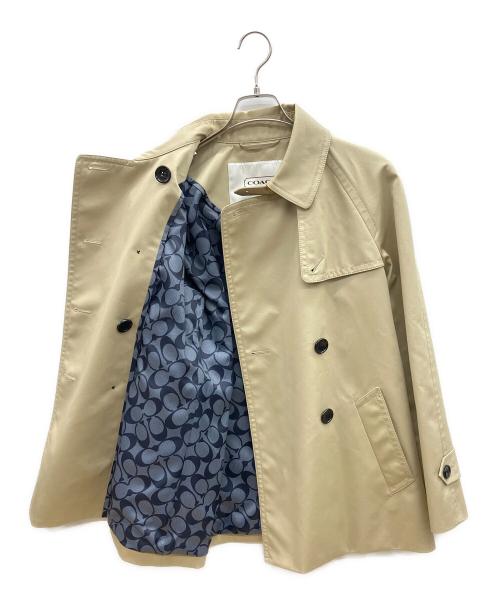 COACH（コーチ）COACH (コーチ) トレンチコート ベージュ×ブラック×ブルー サイズ:Ｍの古着・服飾アイテム