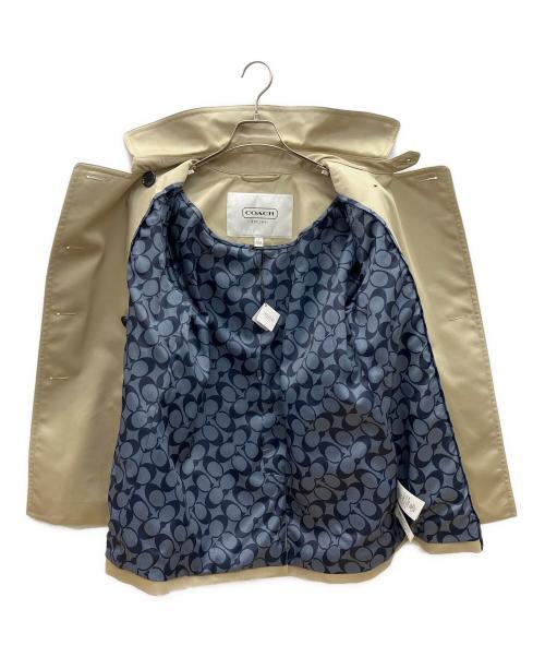 COACH（コーチ）COACH (コーチ) トレンチコート ベージュ×ブラック×ブルー サイズ:Ｍの古着・服飾アイテム