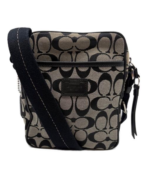 COACH（コーチ）COACH (コーチ) シグネチャー　ショルダーバッグ グレー×ブラックの古着・服飾アイテム
