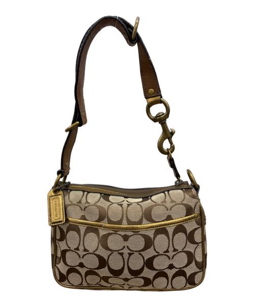 COACH（コーチ）COACH (コーチ) ワンショルダーバッグ ベージュ×ゴールドの古着・服飾アイテム