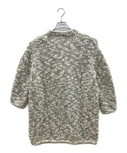 verybrain（ベリーブレイン）verybrain (ベリーブレイン) 厚手カーディガン　アルパカ混 グレー×ホワイト サイズ:Ｍの古着・服飾アイテム