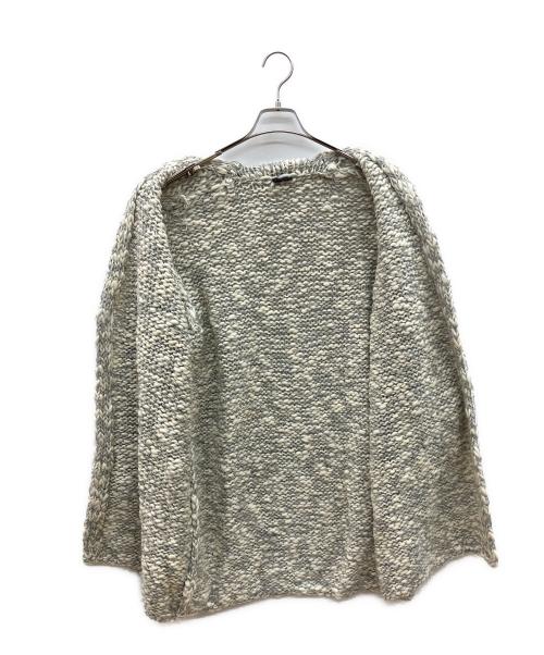 verybrain（ベリーブレイン）verybrain (ベリーブレイン) 厚手カーディガン　アルパカ混 グレー×ホワイト サイズ:Ｍの古着・服飾アイテム