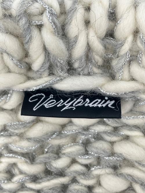 verybrain（ベリーブレイン）verybrain (ベリーブレイン) 厚手カーディガン　アルパカ混 グレー×ホワイト サイズ:Ｍの古着・服飾アイテム