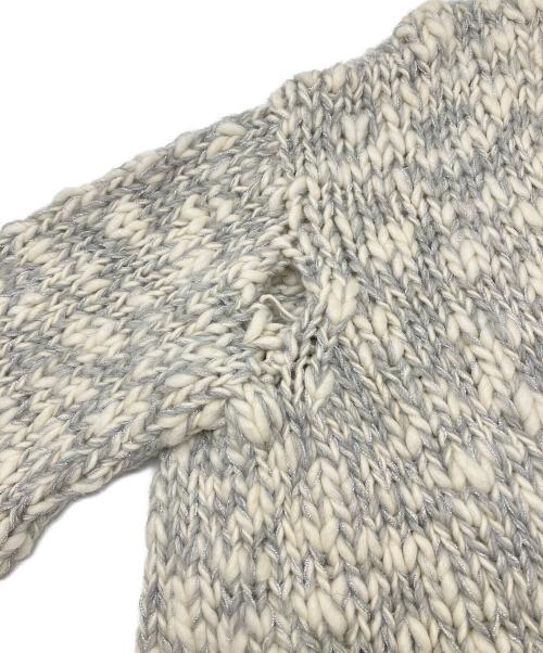 verybrain（ベリーブレイン）verybrain (ベリーブレイン) 厚手カーディガン　アルパカ混 グレー×ホワイト サイズ:Ｍの古着・服飾アイテム