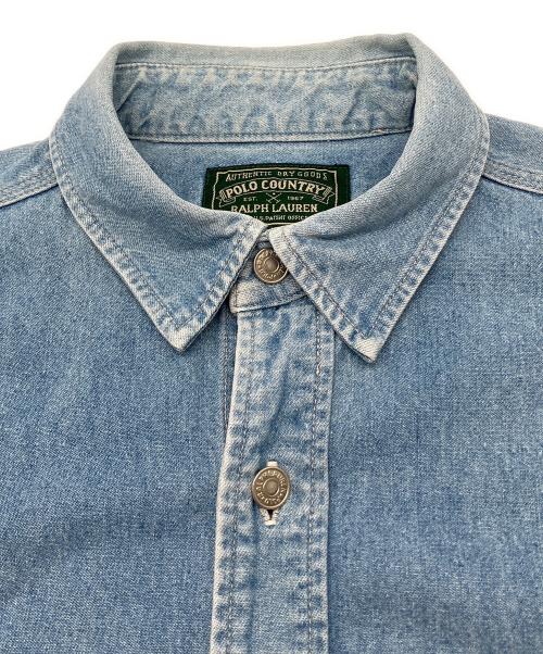 POLO COUNTRY（ポロカントリー）POLO COUNTRY (ポロカントリー) 80sデニムシャツ 緑タグ RALPH LAUREN 古着 インディゴ サイズ:Lの古着・服飾アイテム