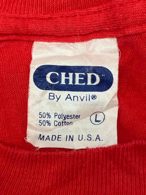Ched by ANVIL（チェドバイアンビル）Ched by ANVIL (チェドバイアンビル) 80sプリントTシャツ レッド サイズ:Lの古着・服飾アイテム
