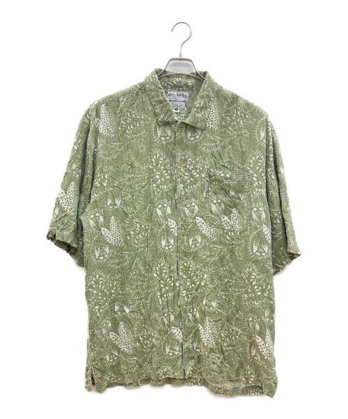 Columbia（コロンビア）Columbia (コロンビア) 90s総柄シャツ　 カーキ×ホワイト サイズ:XLの古着・服飾アイテム