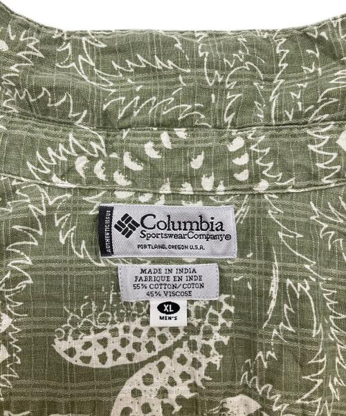 Columbia（コロンビア）Columbia (コロンビア) 90s総柄シャツ　 カーキ×ホワイト サイズ:XLの古着・服飾アイテム